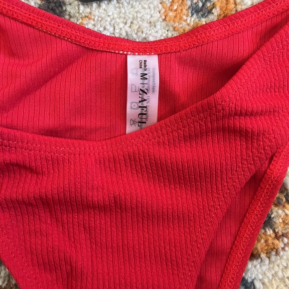 NWT New Red Zaful Ribbed Strapless Bikini - Picture 4 of 6